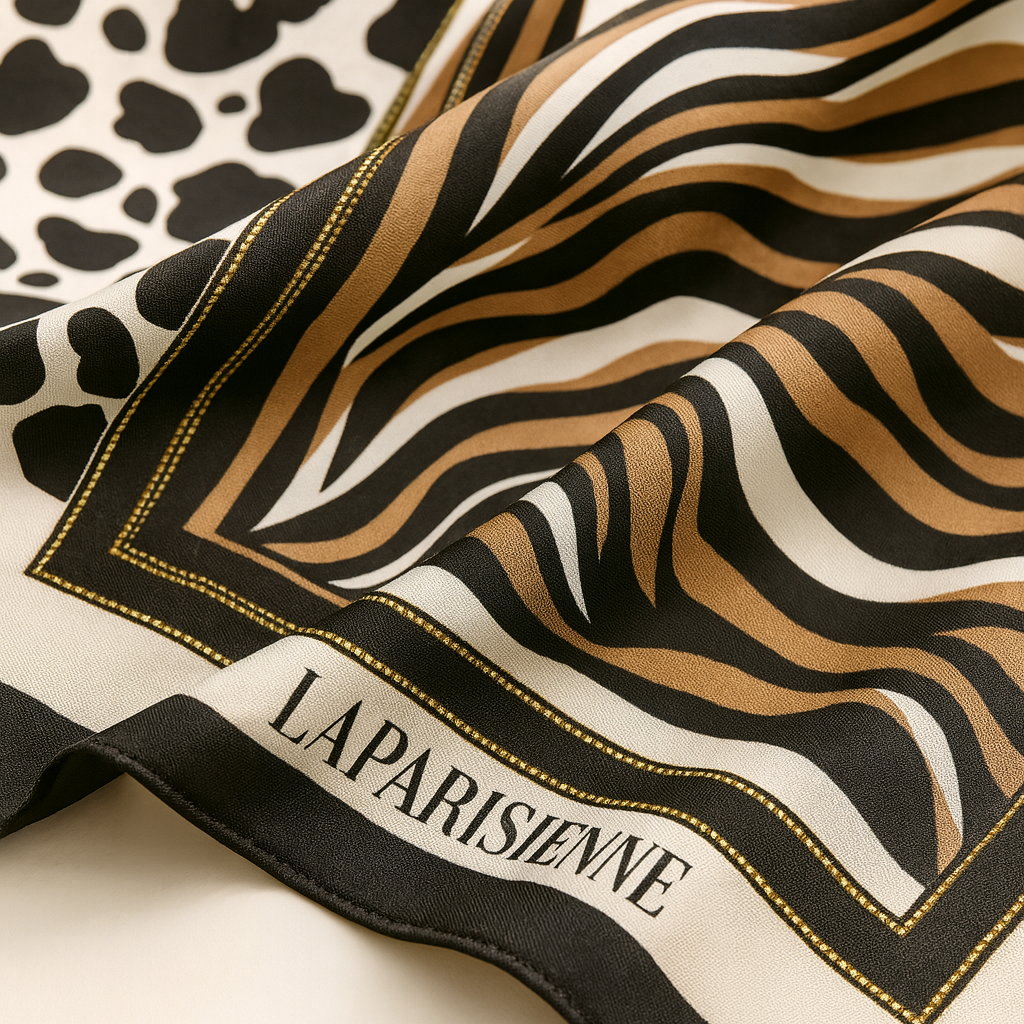 100% Silk Zebra Square Scarf Shawl for Women  | SILKNN