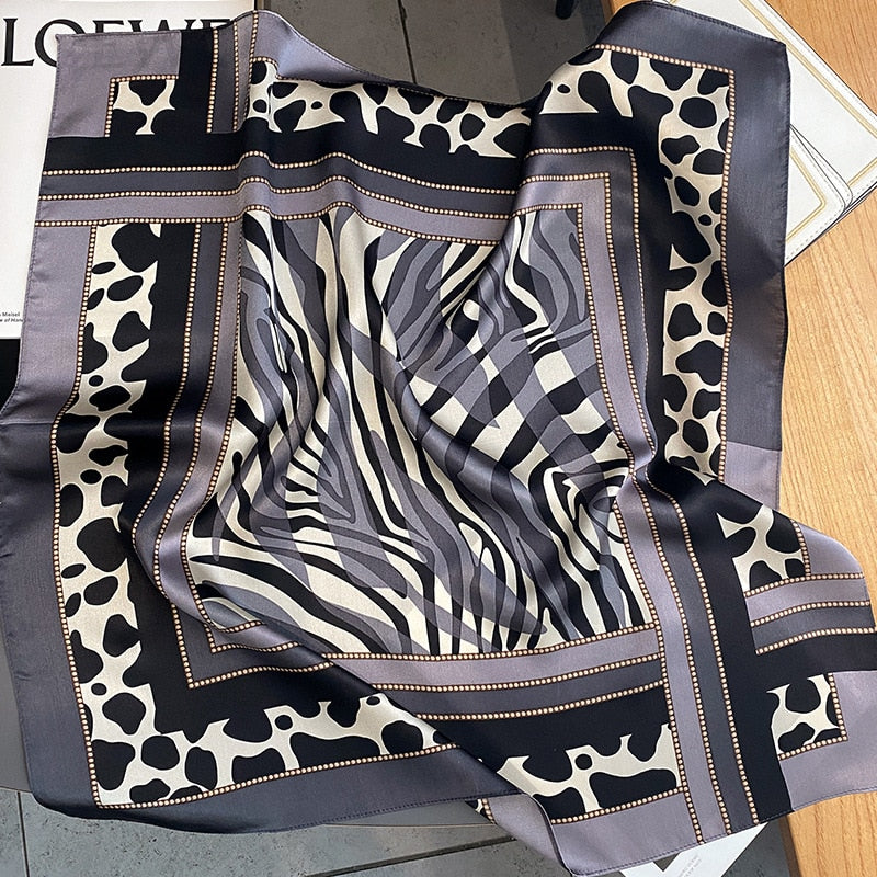 100% Silk Zebra Square Scarf Shawl for Women  | SILKNN