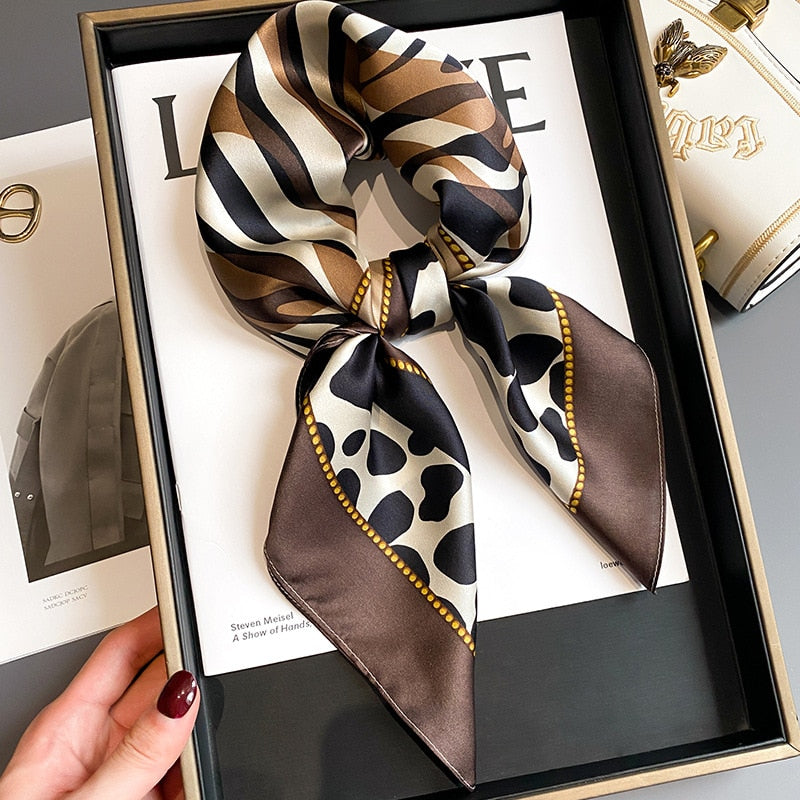 100% Silk Zebra Square Scarf Shawl for Women  | SILKNN