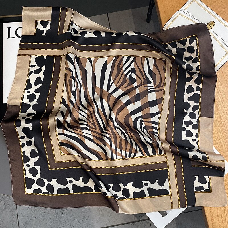 100% Silk Zebra Square Scarf Shawl for Women  | SILKNN