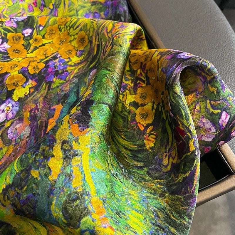 100% Silk 27" Square Scarf • Floral Women Neckerchief Bandana | SILKNN